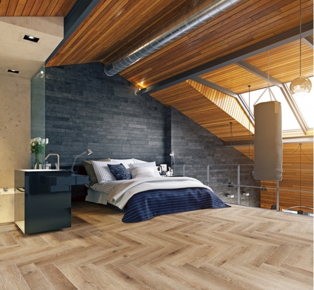 Виниловый ламинат SPC "Cronafloor" Herringbone Дуб Монпелье (640*128*4,5 мм) — купить в Новосибирске