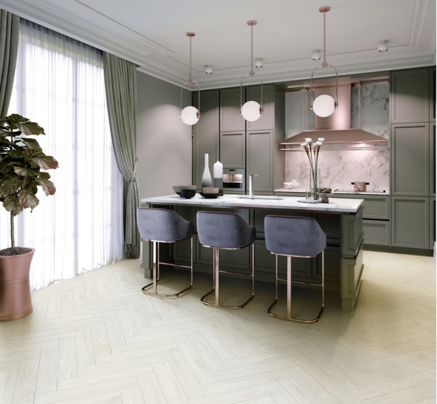 Виниловый ламинат SPC "Cronafloor" Herringbone Дуб Нант (640*128*4,5 мм) — купить в Новосибирске