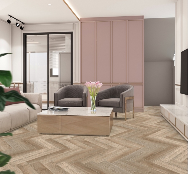 Виниловый ламинат SPC "Cronafloor" Herringbone Дуб Лилль (640*128*4,5 мм) — купить в Новосибирске